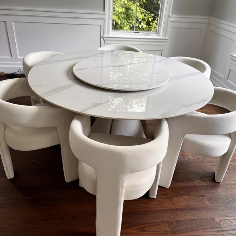 Ivory Velvet Upholstered Modern Side Chair Set