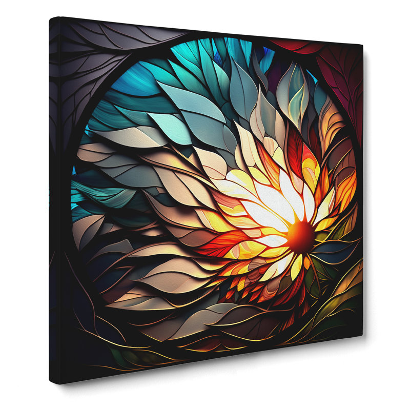 Sun Stained Glass Effect - Wrapped Canvas, 35cm H x 35cm W x 3cm D