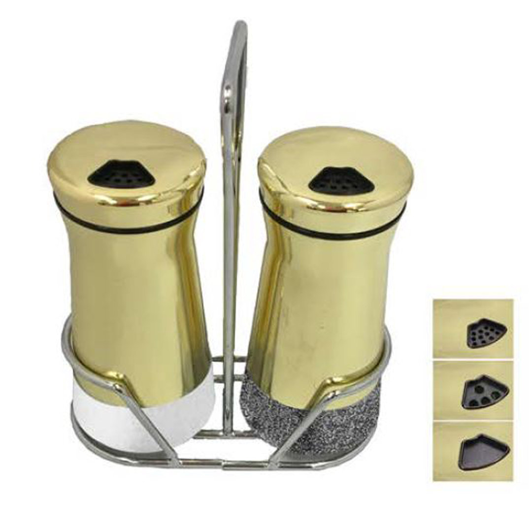 Gold Salt And Pepper Shaker with Stand Nouvelle Collections