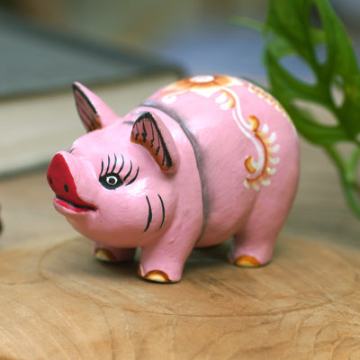 Handmade Fashionable Piggy Wood Figurine