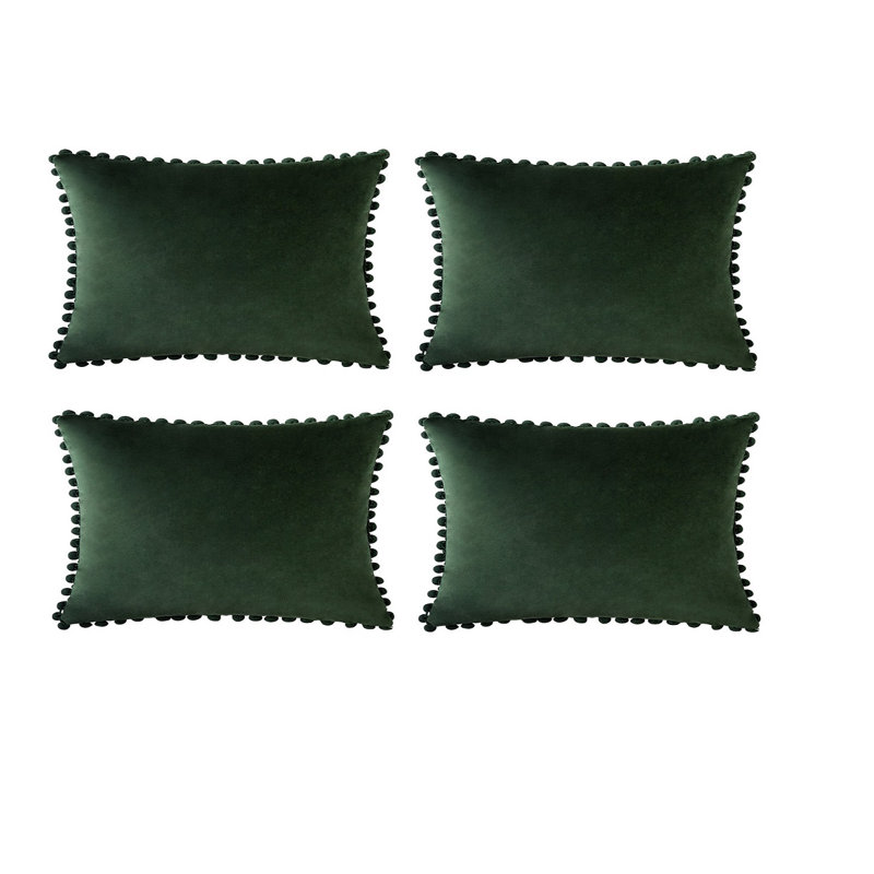 Housse de coussin en velours, Vert foncé, Housse de coussin seulement - sans coussin, 14 po x 20 po