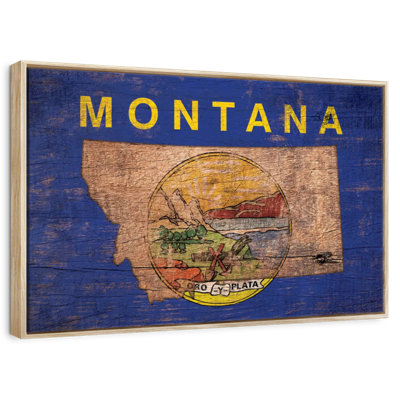 State Map Over Montana Flag