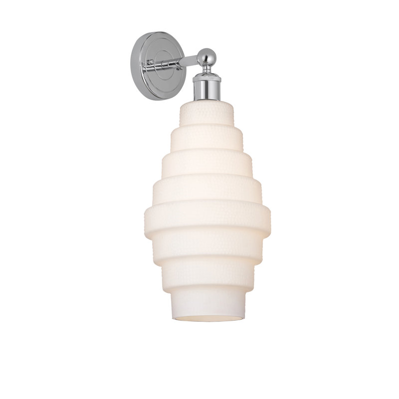 Applique murale en acier Bedrie, Chrome poli, Blanc