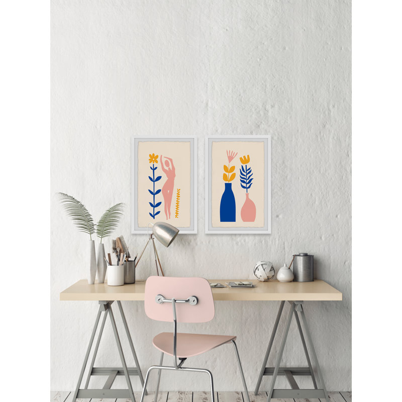 Beside The Sunflower - 2 Piece Single Picture Frame Painting Set, 45cm H x 38cm W x 3.81cm D