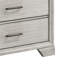 Commode haute Jeni, 5 tiroirs, poignées chromées, brume blanche rustique