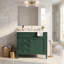 Meuble-lavabo autoportant 36 po en bois aggloméré avec lavabo en céramique blanc, armoire de salle de bain verte avec 2 tiroirs, tablettes de porte réglables et tiroir basculant-130996261-130996266