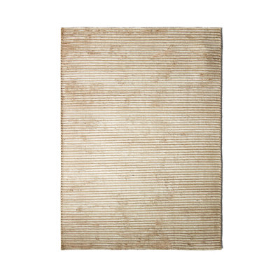 Houkime Tencel Striped Area Rug in Beige