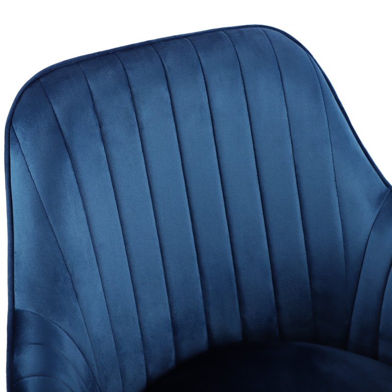 Aisaiah Velvet Fabric Upholstered Armchair, Modern Leisure Chair With Metal Legs, Blue Velvet/Golden