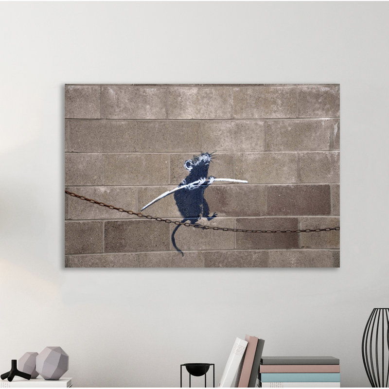 «Rat On A High Wire» par Banksy, reproduction d'art graphique sur toile, H 20 po x l 30 po x P 1,5 po