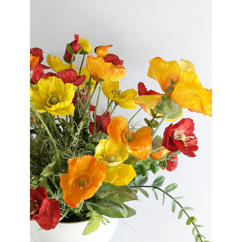 Silk Poppy Arrangement in Pot