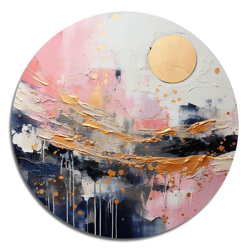 Donoghue - Art abstrait rond en métal, H 36 po x l 36 po