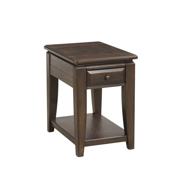 Traditional Side Table With Storage Capacity - Solid Wood & 27 In Height 53.64 Lb Weight Mounted Guides Dark Finish