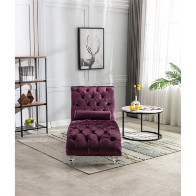 Chaise longue capitonnée sans accoudoirs en velours capitonné et capitonné avec coussins pour le salon de la chambre à coucher