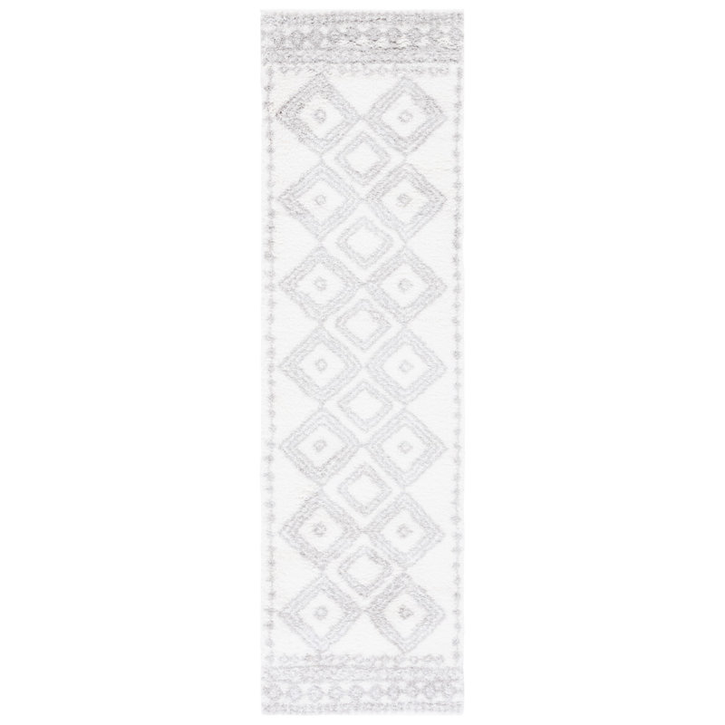 Southwestern Power Loom Ivory/Grey Area Rug, Runner 2'3" x 8'