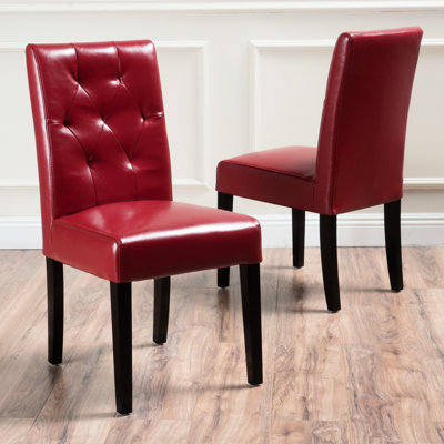2 Dining Chairs In Red, Contemporary Back, Tapered Legs, , Comfortable, No Assembly Required Therefore Home (2), Red, , Therefore