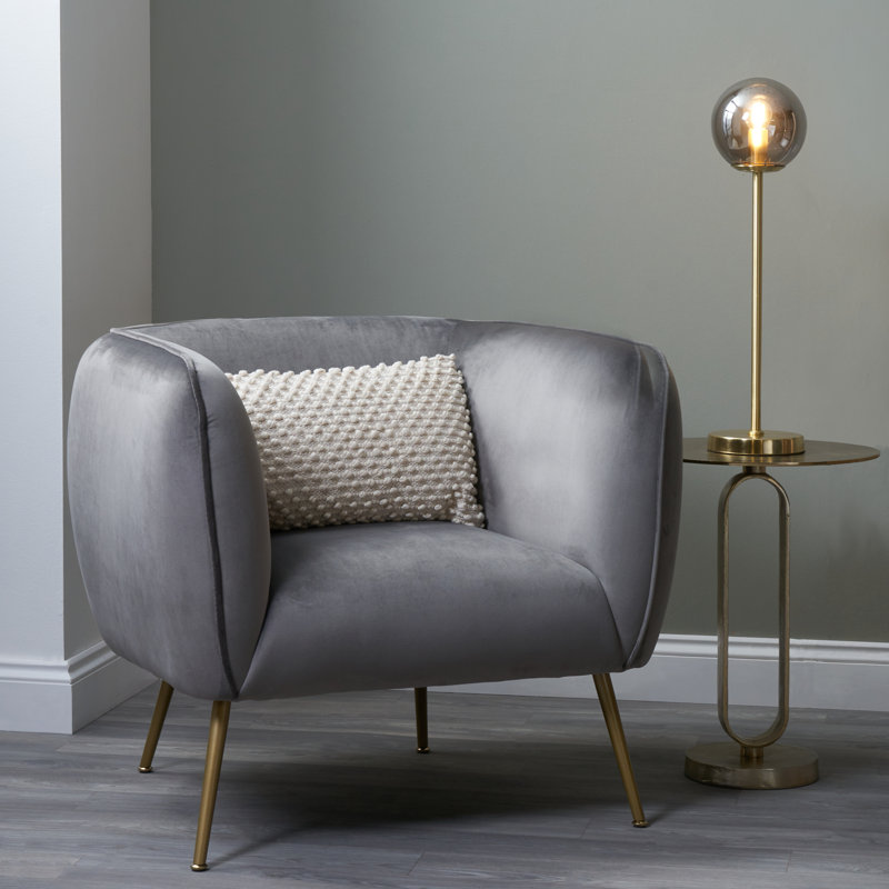 Krol Velvet Barrel Chair, Grey