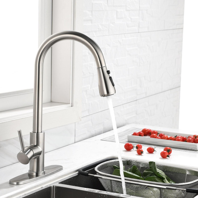 KISRAIS Pull Down Kitchen Faucet, Brushed Nickel