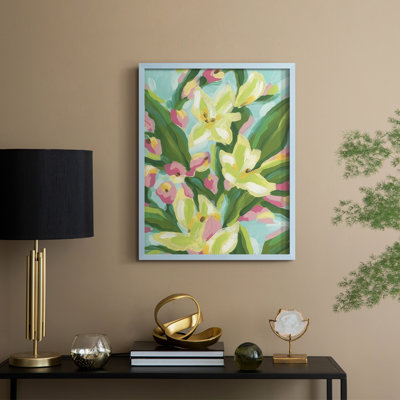 Floral Vibration I, reproduction encadrée - bois massif