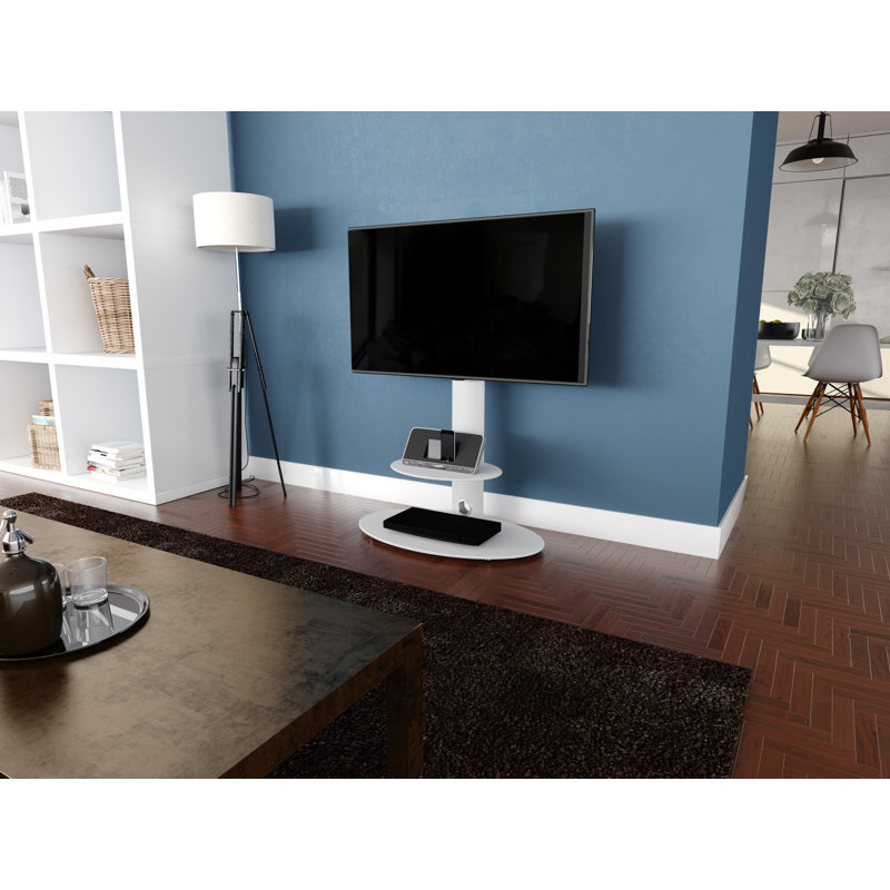 Unfinished TV Stand for TVs up to 65",  Satin White / White Glass 