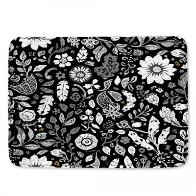 Tapis de bain noir à motif floral