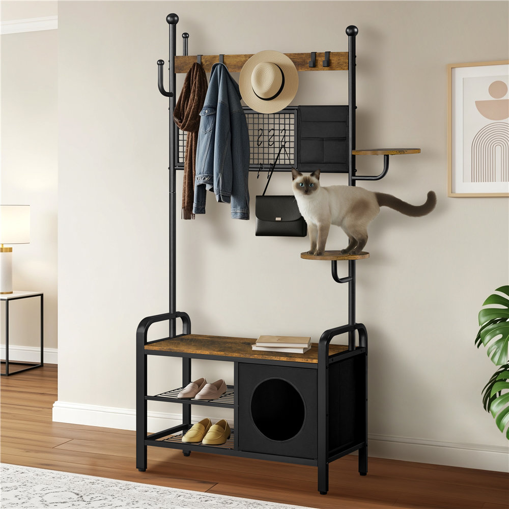 Borough Wharf Industrial Hall Tree with Cat House | Wayfair.co.uk