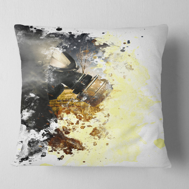 Disaster of War and Gas - Coussin imprimé abstrait, 18 po x 18 po, Coussin décoratif
