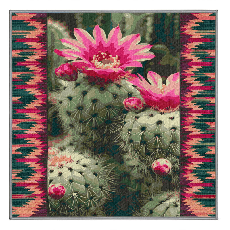  Tapis lavable en forme de figue de barbarie Southwestern, Carré 3 pi