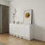 Combinaison d'armoire de rangement autoportante pour la salle de bain, portes et tiroirs à fermeture en douceur, blanc brillant, contreplaqué, emballage KD (convient pour la salle de bain, la cuisine, la salle d'étude, la chambre à coucher)