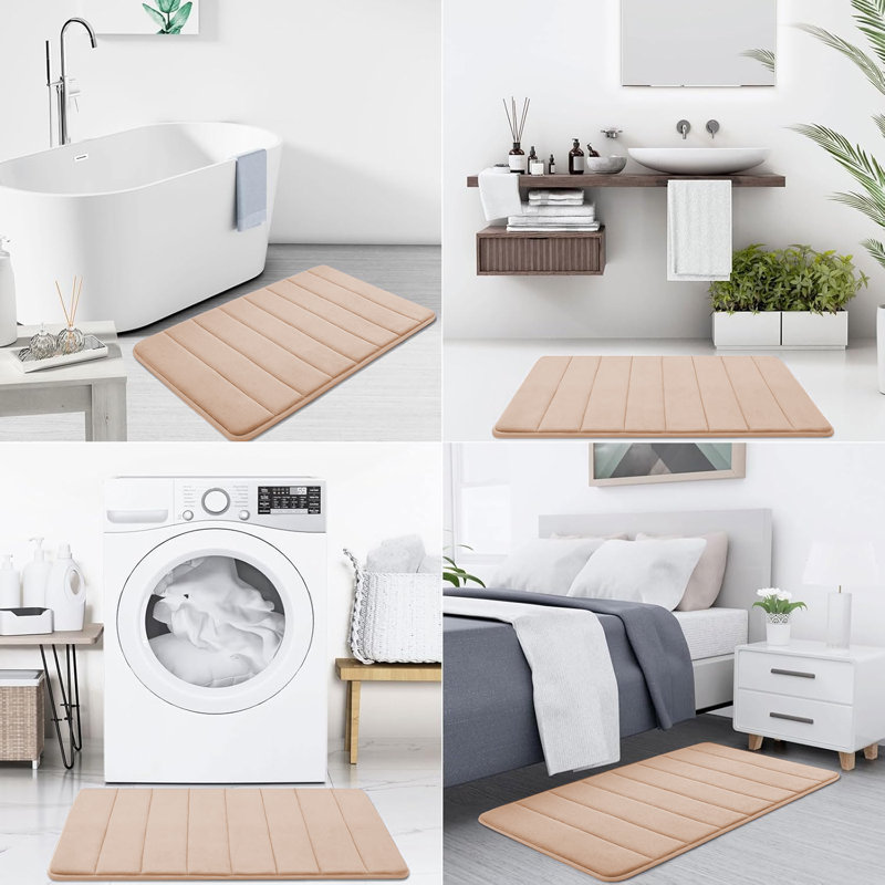 Navaiah Premium Memory Foam Bath Mat - Ultra Soft, Absorbent, Anti-Skid and Machine-Washable, 40cm x 60cm, Cream