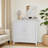 White Double Door Storage Cabinet, Mid-Century Modern Freestanding Buffet Cabinet, Bathroom Storage Cabinet With Silver Knobs For Living Room, Kitchen, Bathroom, Hallway