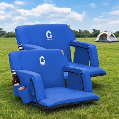 Sièges de stade avec support pour le dos, fauteuil de gradin très large pour gradins, fauteuil de stade inclinable à 6 positions avec coussin rembourré, accoudoirs, porte-gobelet, poches de rangement, fond antidérapant, paquet de 2