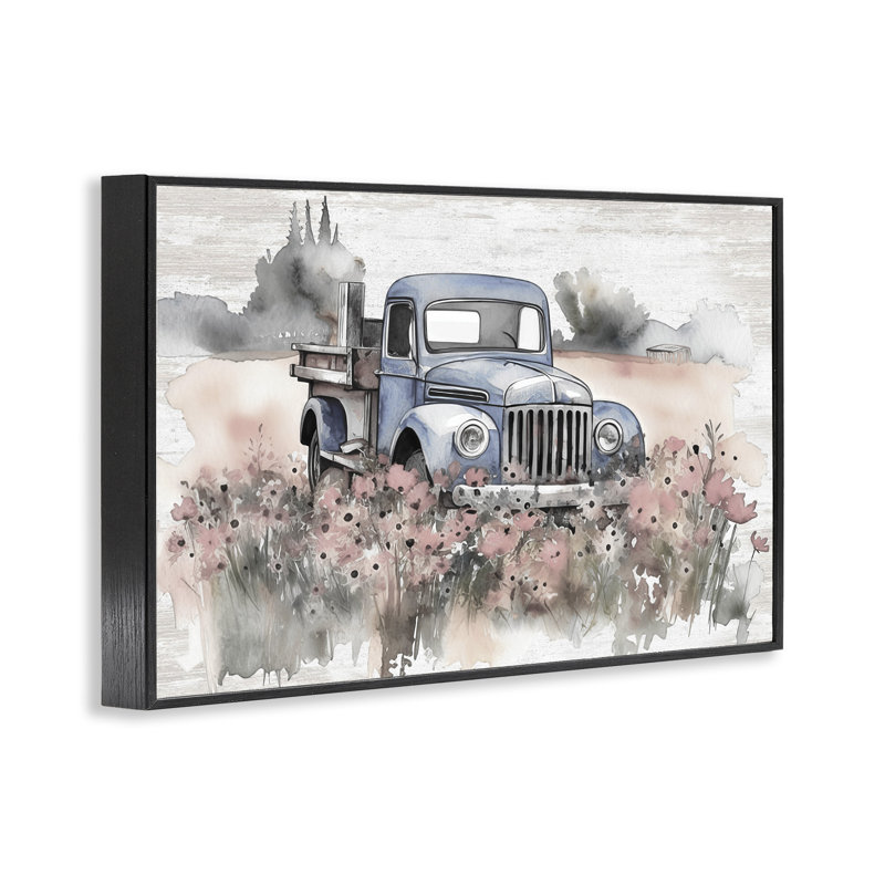 Pickup in Floral Meadow, estampe numérique encadrée par lettrage et doublure, Giclée encadrée noir minuit, H 12 po x l 18 po