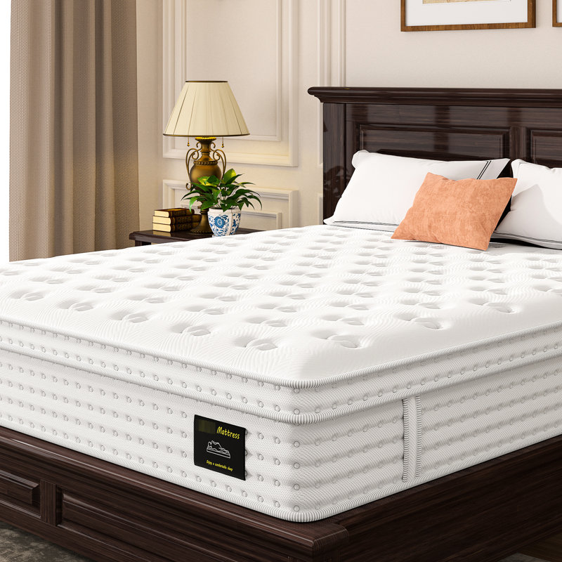 Matelas pour très grand lit de 12 po, mousse à mémoire de forme et ressorts ensachés pour un confort équilibré, blanc, solution pour chambre à coucher moderne, emballage indispensable indispensable, emballage
