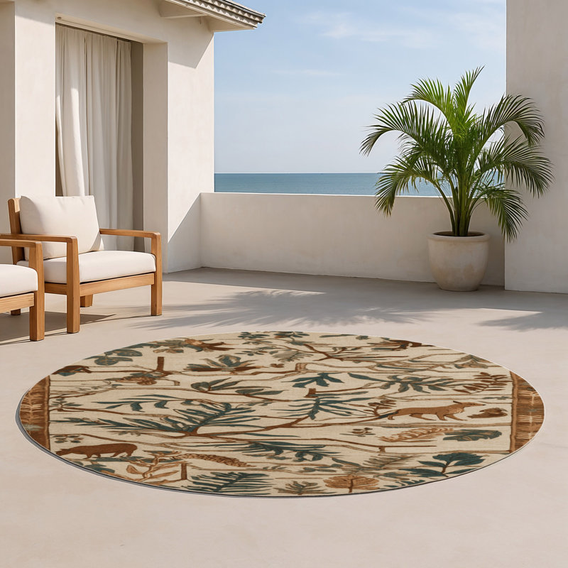 Tapis d'intérieur et d'extérieur brun Nature, Rond 5 pi