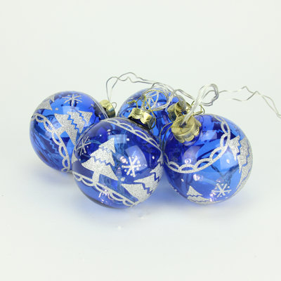 Blue Glass 2-Finish LED Lighted Christmas Ball Ornament