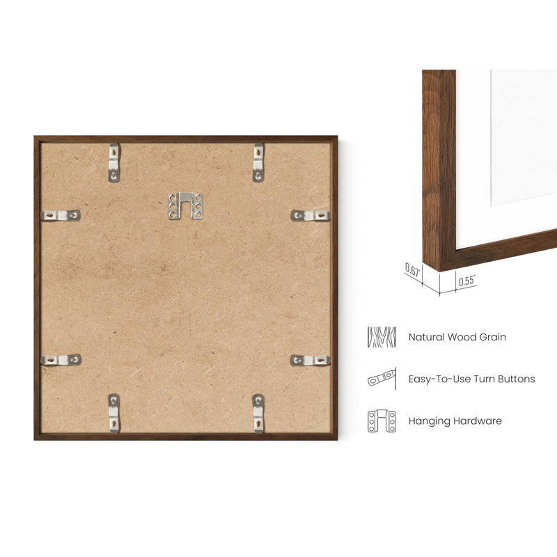 Cadre photo - ensemble de 9, Noyer, 8 po x 8 po, 12 po x 12 po