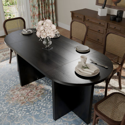 70.8 Inch Dining Table For 4-6 People, Unique Oval Kitchen Table With Triangular Support Base, Rounded Edges, Nylon Protective Foot Pads, Perfect For by Ivy Bronx