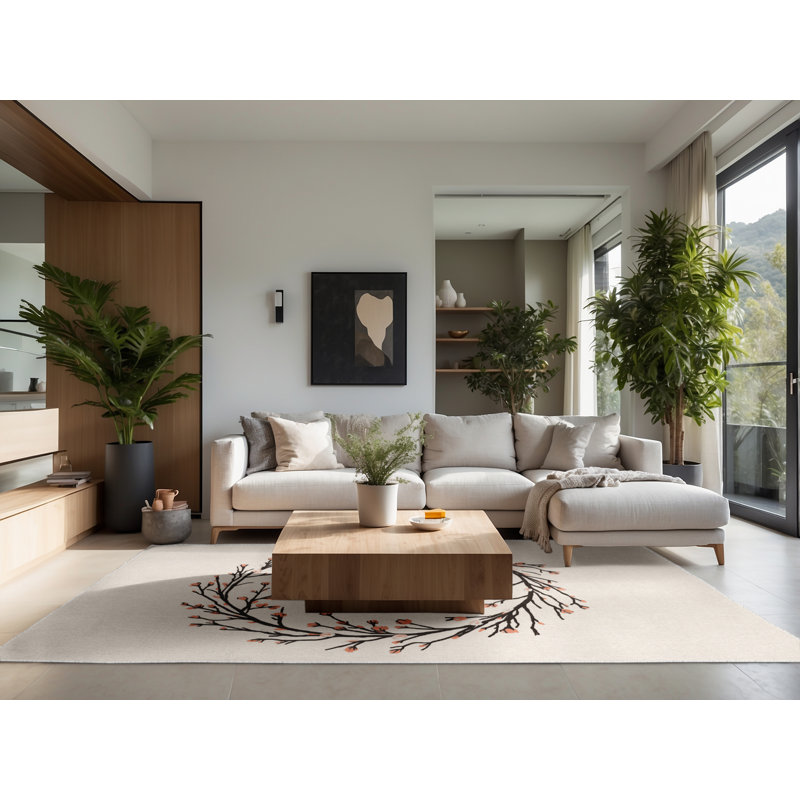 Soft Plush Eurydamas Easter Modern & Contemporary Abstract Area Rug in Beige – White Binding, 8x10