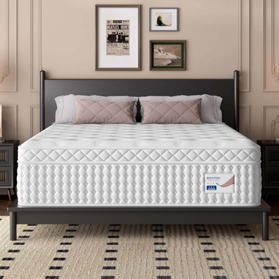 14-Inch Queen Hybrid Mattress Combining Memory Foam Comfort, Pocket Spring Support, Medium Firmness, Spinal Alignment, And Breathable Quiet Design.