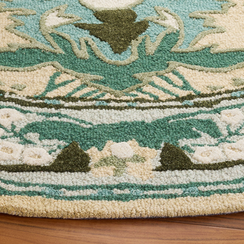 Earthly Treasures Hand Tufted Wool;Cotton;Viscose Floral Indoor Rug, Round 6'