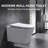 Wall Hung Toilet Bowl with Rimless Flush, D-Shaped Design, 0.8/1.6 GPF Dual Flush, Quiet Close Soft Seat, Quick-Release Hinges, Fully Skirted Trapway, White