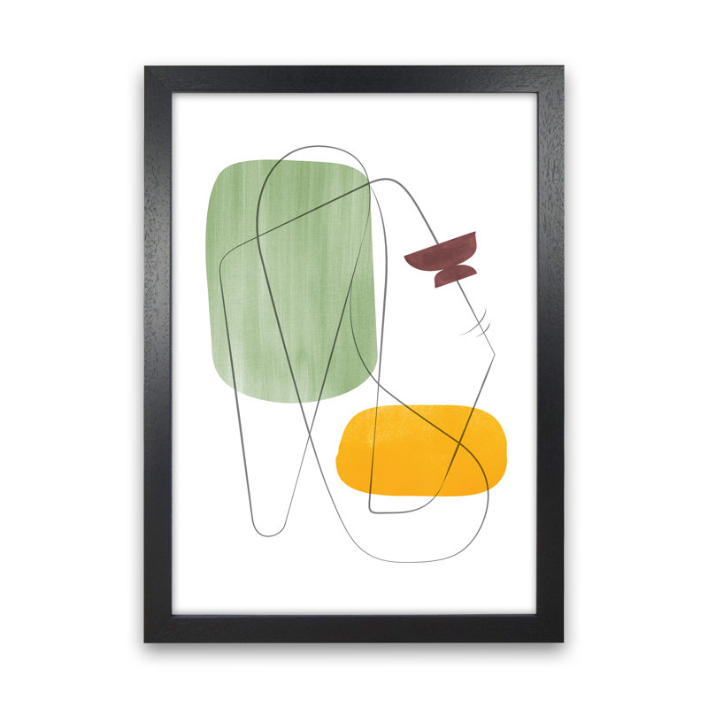 Abstraction With Grey Lines IX - Print, Black Framed, 34cm H x 25cm W x 3cm D