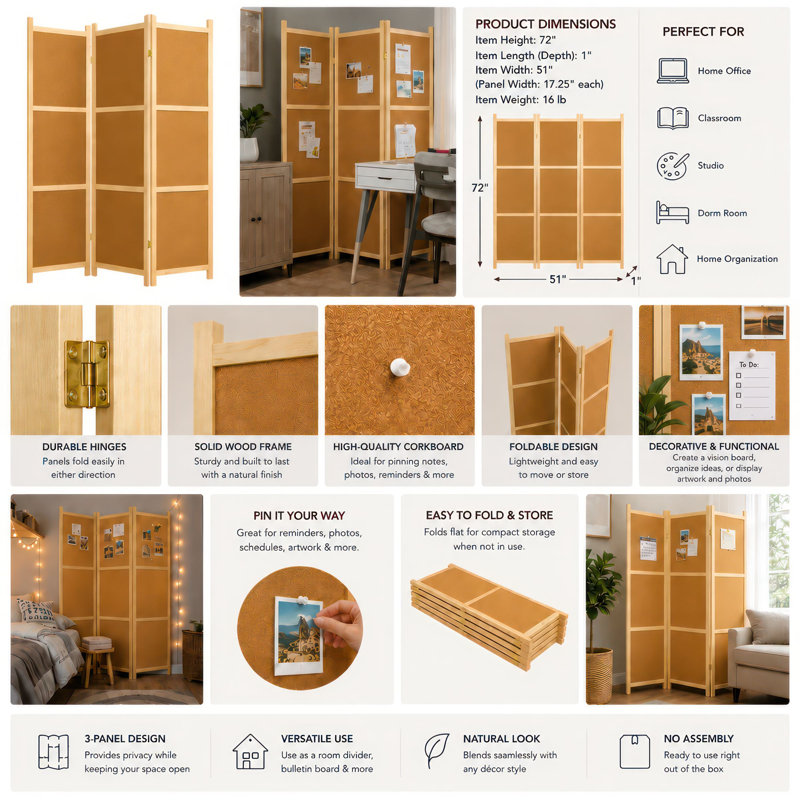 Cork Board Room Divider, 3