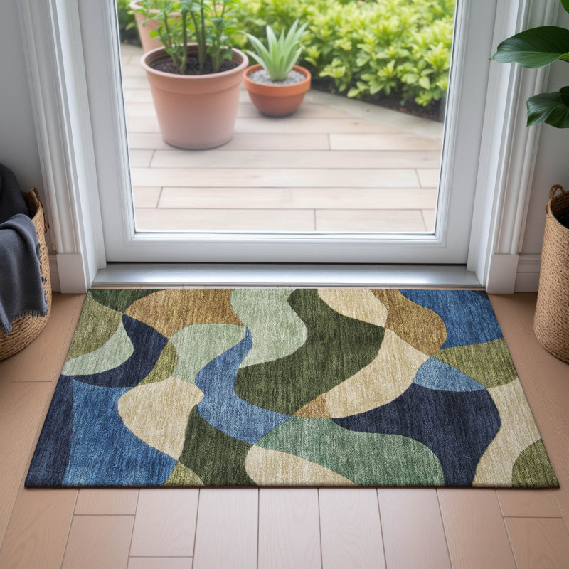 Machine Washable Indoor/Outdoor Jacinto ACN2141 Abstract Rug, Rectangle 1'8" x 2'6"