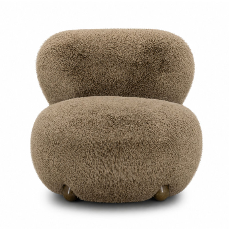 Fauteuil d'appoint en peau de mouton végane de qualité contractuelle, couleur taupe gaufrée