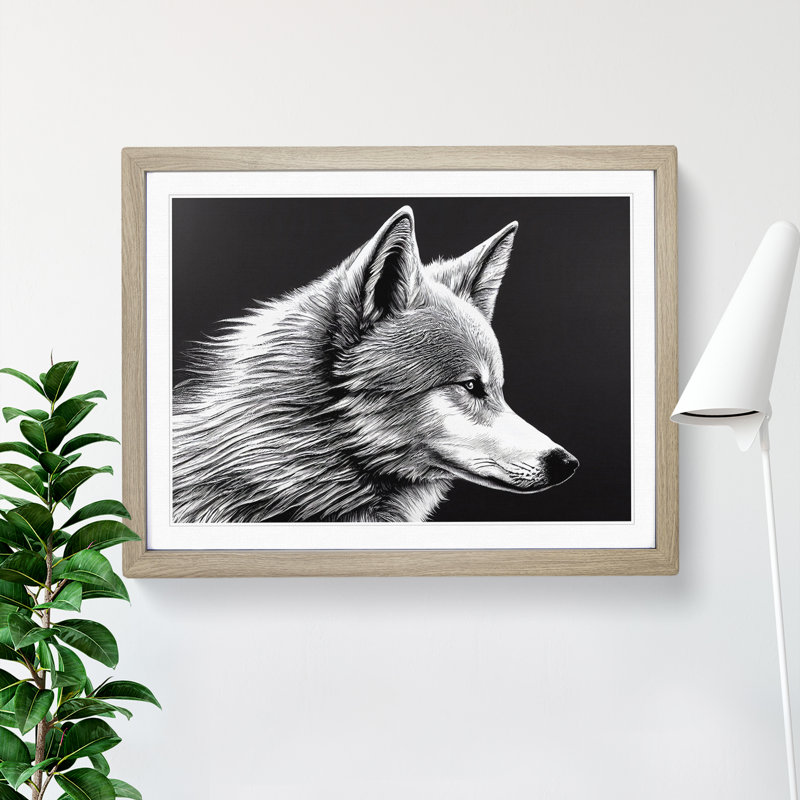 Spectacular Wolf - Framed Print, 46cm H x 64cm W x 2cm D, Oak