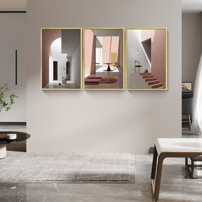 Élégant art mural encadré en aluminium - Ensemble de 3 reproductions encadrées en aluminium sur toile noire