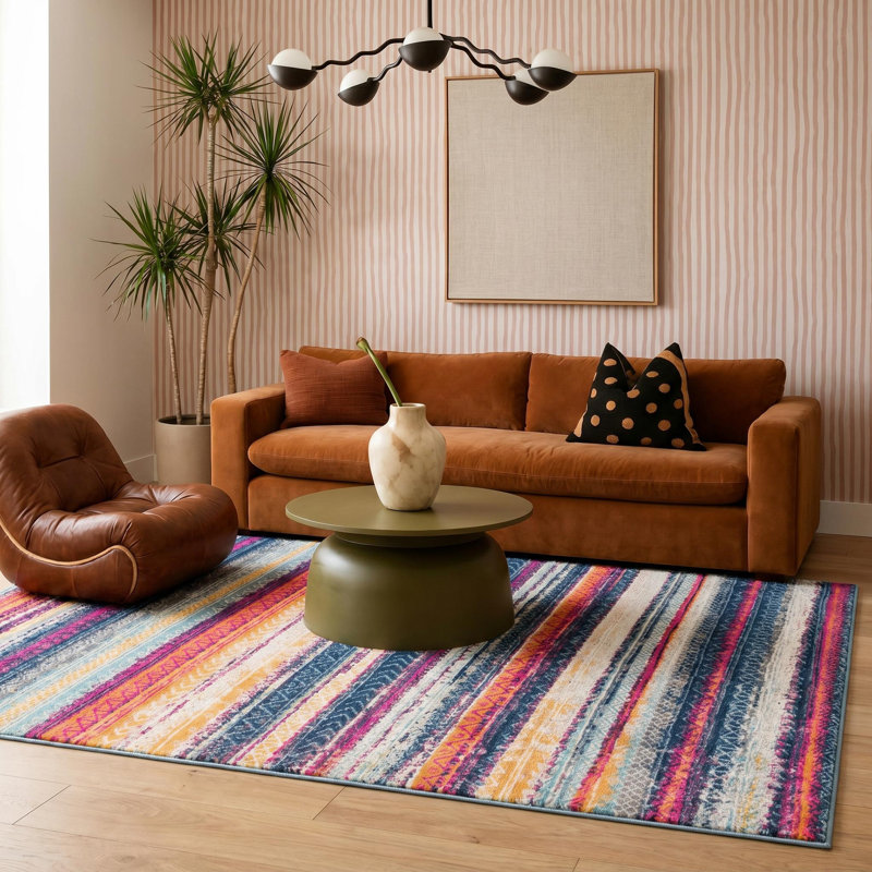 Lakshmi Striped Indoor Rug, Rectangle 4' x 6'