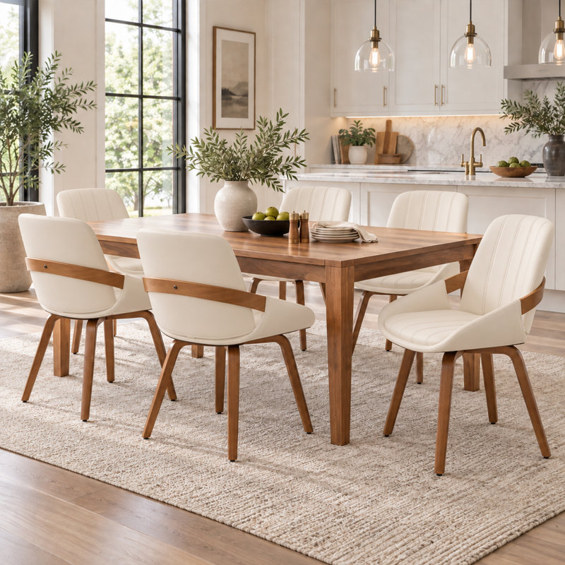 Chaise rembourrée en similicuir Kelham, Beige