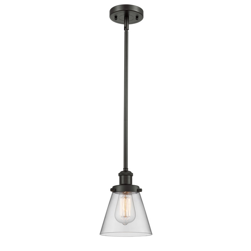 Mini-luminaire suspendu avec tige 6 po Ballston Urban Cone, Clair, Bronze frotté à l'huile, DEL